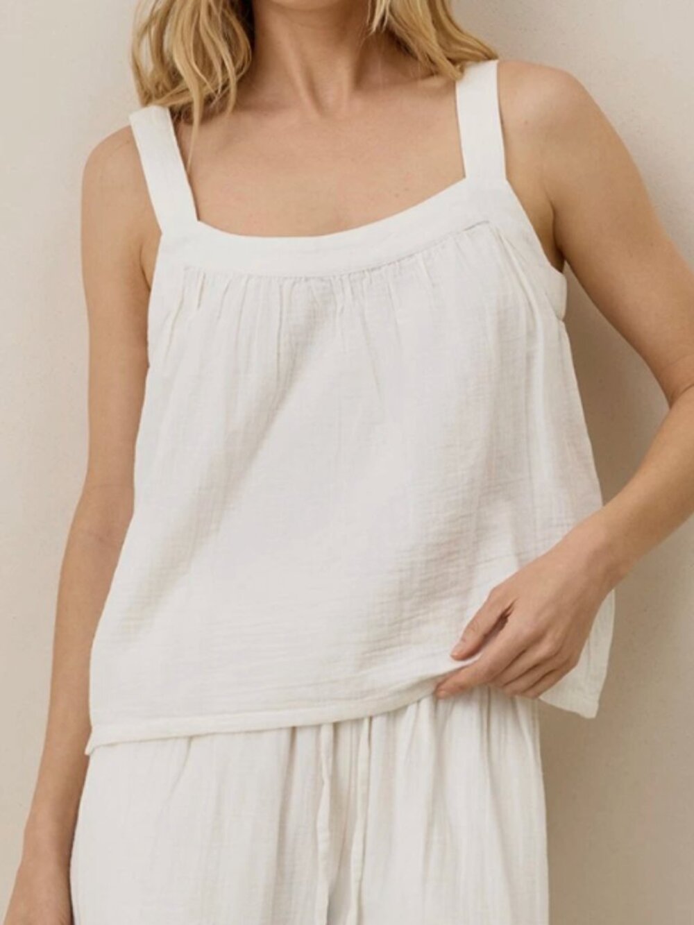 Pact Organic Coastal Double Gauze Breezy Cami Top Sea Salt